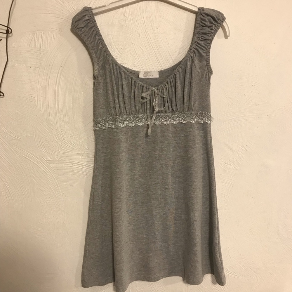Grey empire waist tunic top